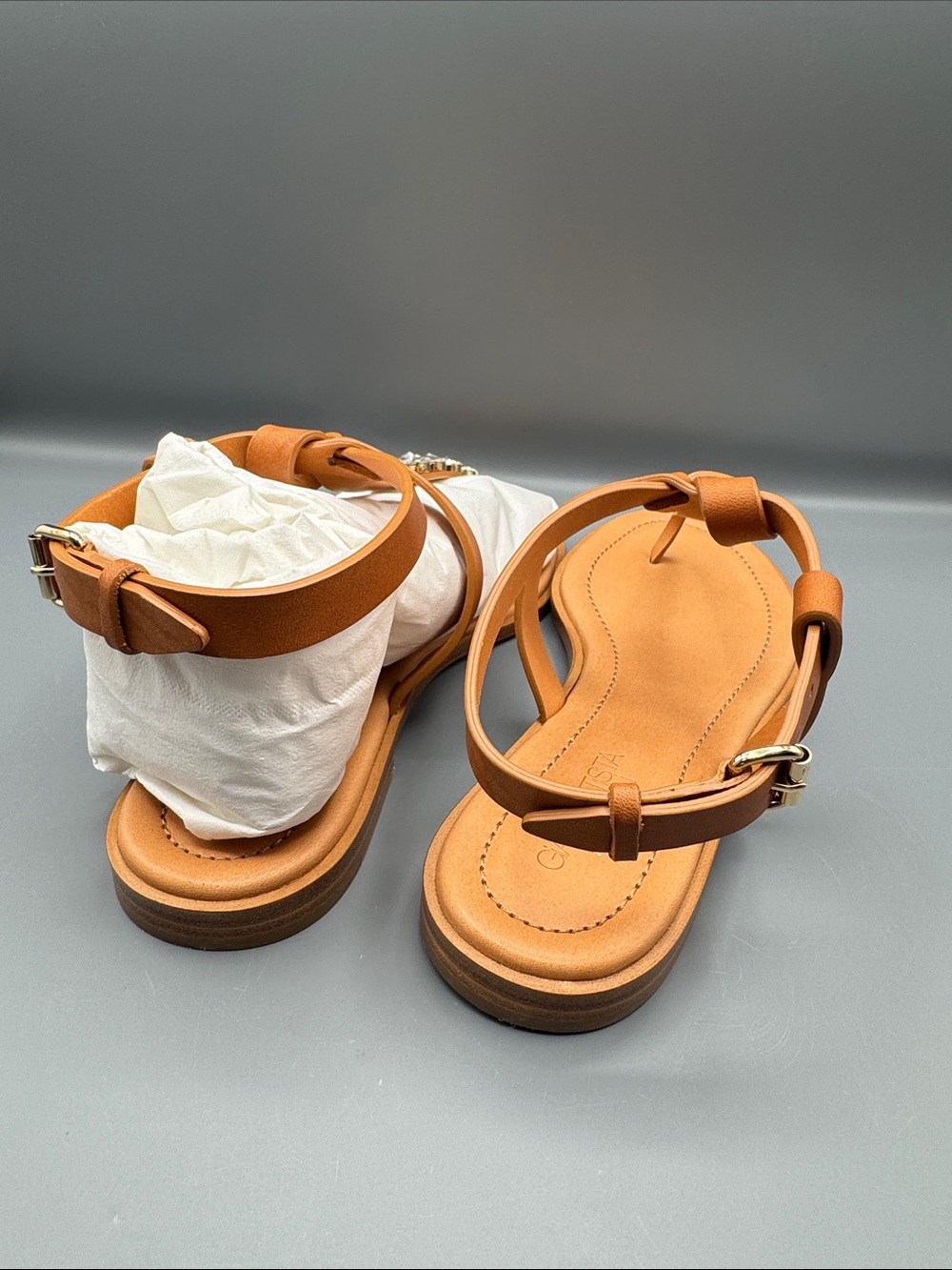 GIAMBATTISTA VALLI Crystal leather flat sandals - Picture 3 of 5